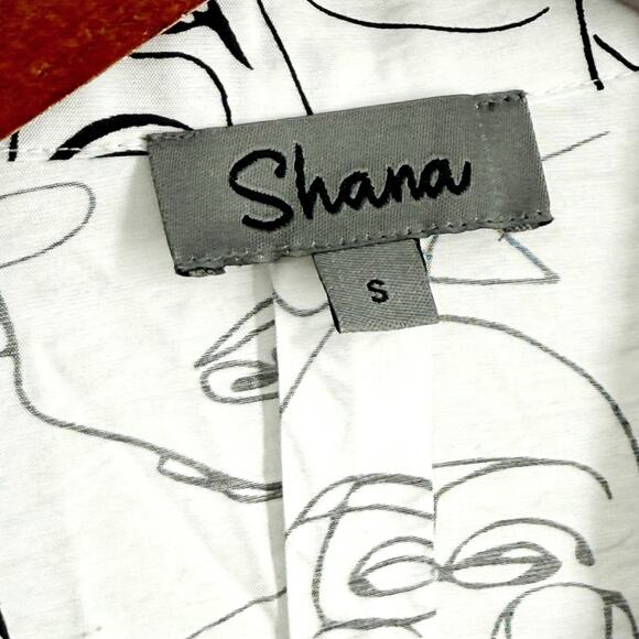 Shana Sz Small Wearable Art to Wear Abstract Blouse Shirt Top Unique White Red - Picture 2 of 7